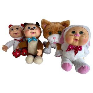 3 Vintage Cabbage Patch Kids Snowflake And 1 Adoptimals Cat Plush Toy Set